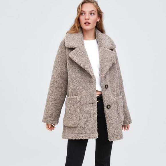 zara trf teddy coat